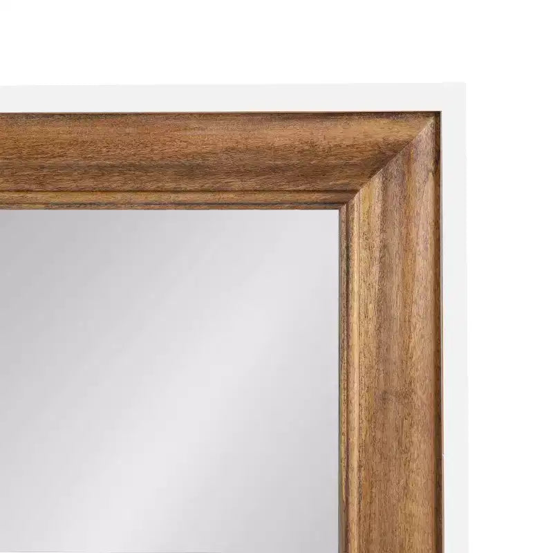 Specchio da Parete Rettangolare Bianco e Marrone Rustico, Cornice Scalettata, 1 Persona, 24"x36"