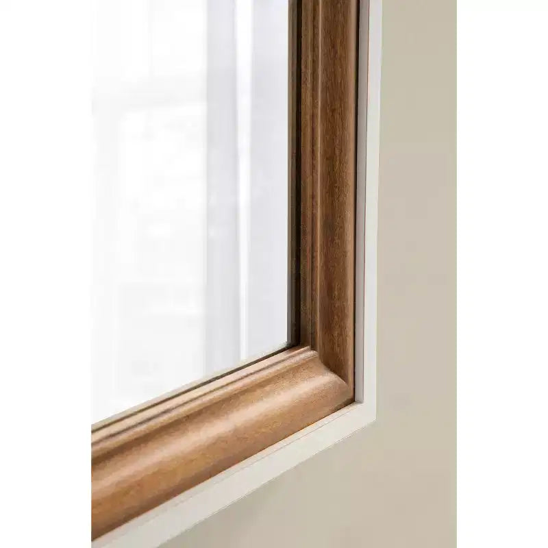 Specchio da Parete Rettangolare Bianco e Marrone Rustico, Cornice Scalettata, 1 Persona, 24"x36"