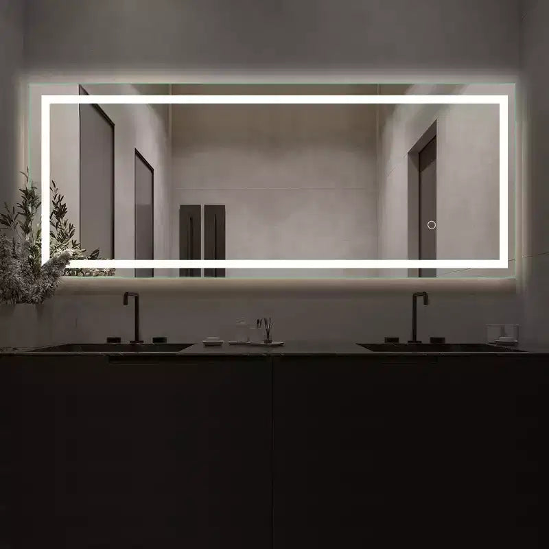 Specchio LED rettangolare a figura intera, color argento, autoportante, 1 persona, 63"x16"