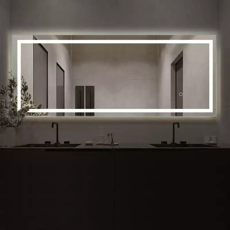 Specchio LED rettangolare a figura intera, color argento, autoportante, 1 persona, 63"x16"