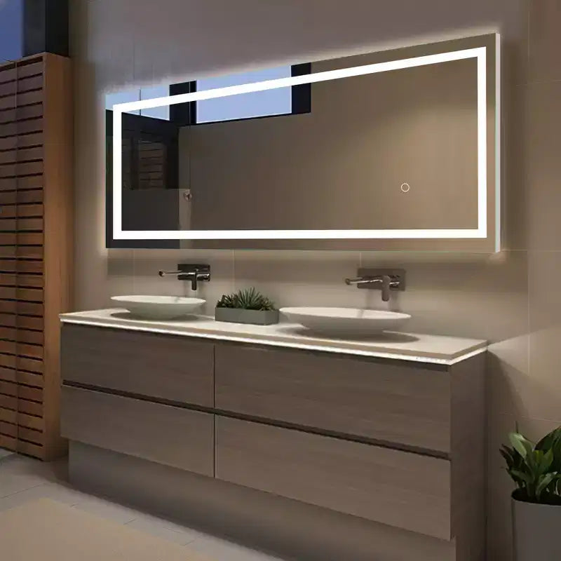 Specchio LED rettangolare a figura intera, color argento, autoportante, 1 persona, 63"x16"