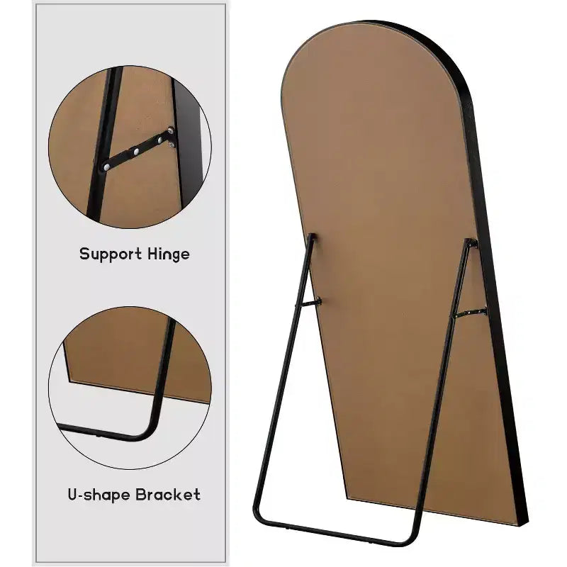 Specchio da Terra a Figura Intera con Arco Nero, Cornice in Metallo, 1 Persona, 79 cm L x 180 cm H