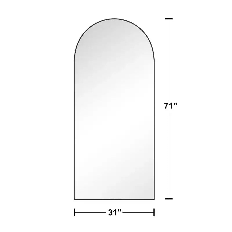 Specchio da Terra a Figura Intera con Arco Nero, Cornice in Metallo, 1 Persona, 79 cm L x 180 cm H