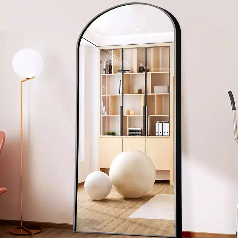 Specchio da Terra a Figura Intera con Arco Nero, Cornice in Metallo, 1 Persona, 79 cm L x 180 cm H