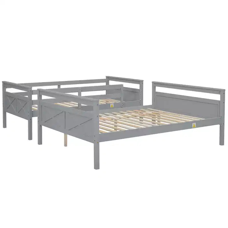 Letto a castello grigio/bianco con scaletta e sponda di protezione, 2 posti letto