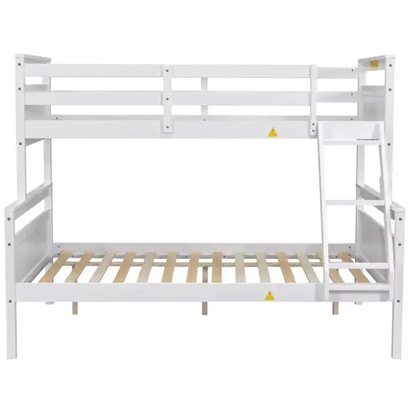 Letto a castello grigio/bianco con scaletta e sponda di protezione, 2 posti letto