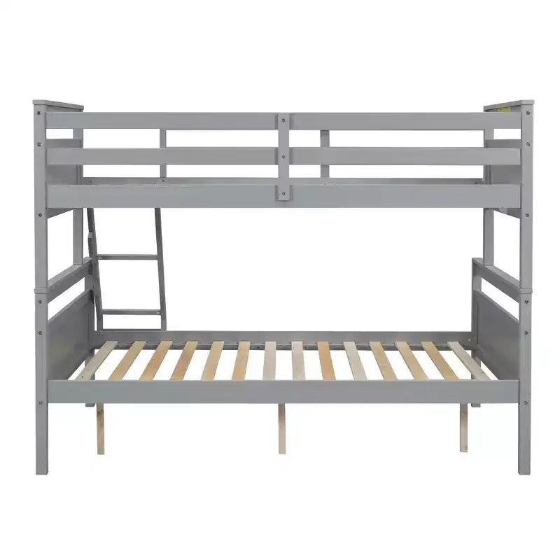 Letto a castello grigio/bianco con scaletta e sponda di protezione, 2 posti letto