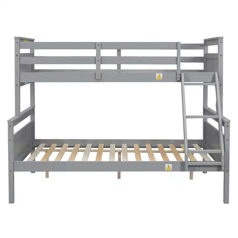 Letto a castello grigio/bianco con scaletta e sponda di protezione, 2 posti letto