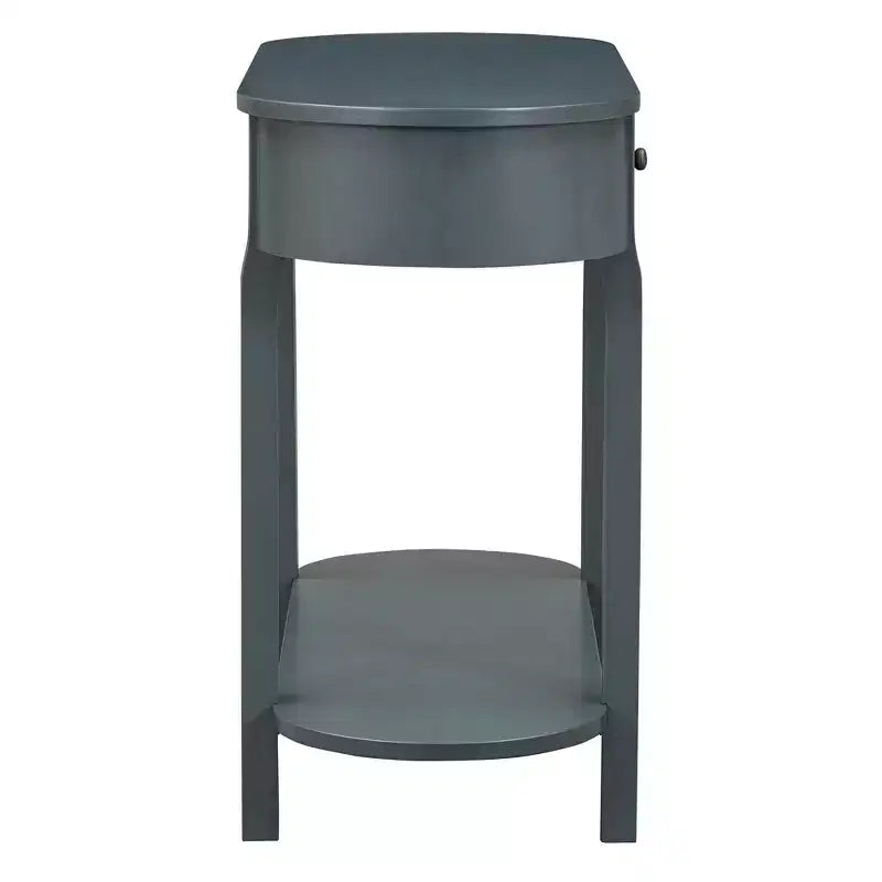 Tavolo Consolle Ovale Marrone con Cassetto e Ripiano Aperto, 1 Posto, Larghezza 101,6 cm