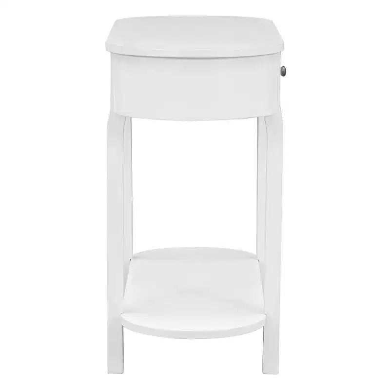 Tavolo Consolle Ovale Marrone con Cassetto e Ripiano Aperto, 1 Posto, Larghezza 101,6 cm
