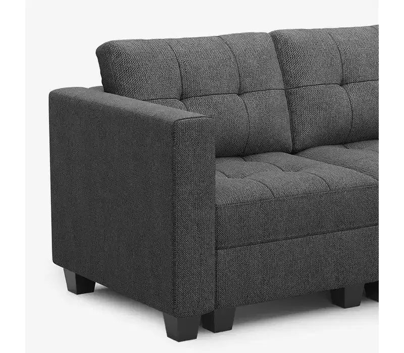 Divano modulare componibile Weave con contenitore – Blu / Grigio / Bianco sporco, 5 posti