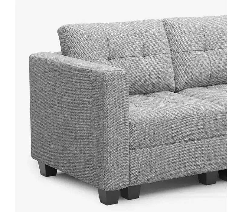 Divano modulare componibile Weave con contenitore – Blu / Grigio / Bianco sporco, 5 posti