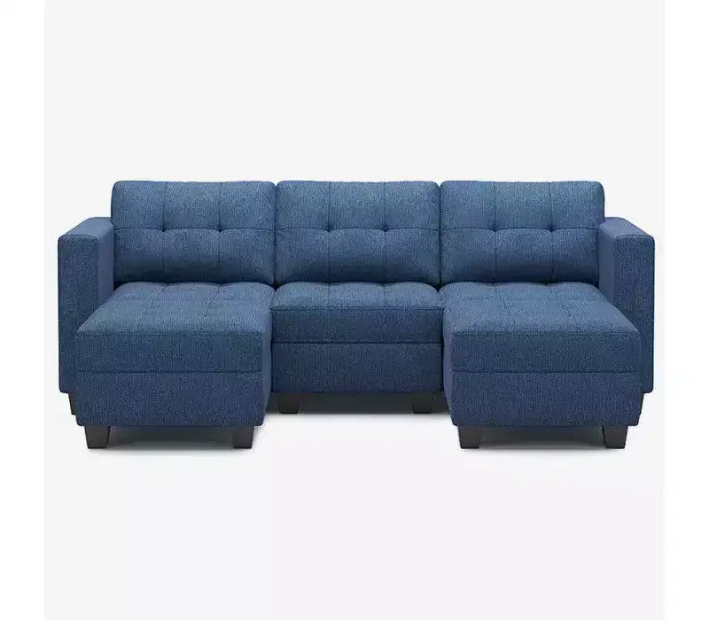 Divano modulare componibile Weave con contenitore – Blu / Grigio / Bianco sporco, 5 posti