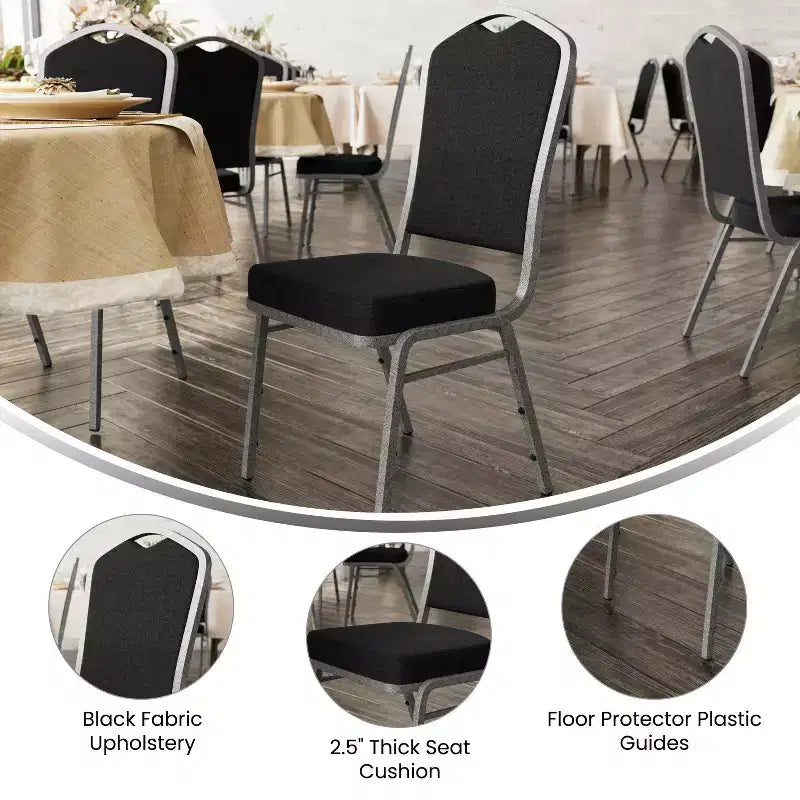 Sedia da banchetto impilabile Black Crown, imbottita, 4 posti