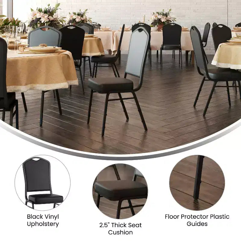 Sedia da banchetto impilabile Black Crown, imbottita, 4 posti