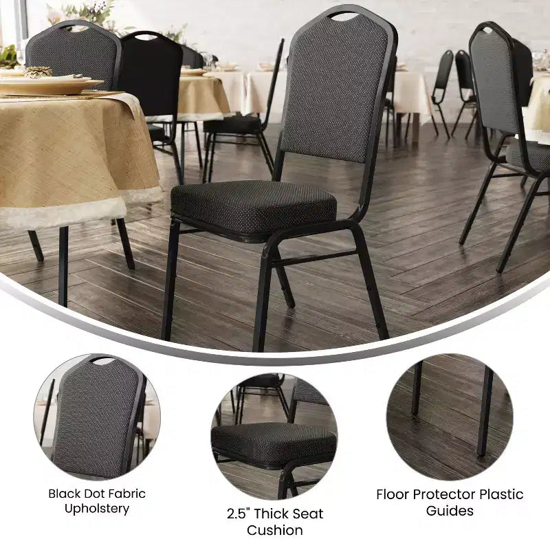 Sedia da banchetto impilabile Black Crown, imbottita, 4 posti