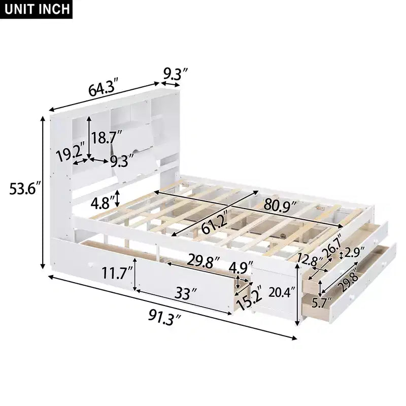 Letto a piattaforma grigio con testiera contenitore e 8 cassetti, King Size, 1 persona