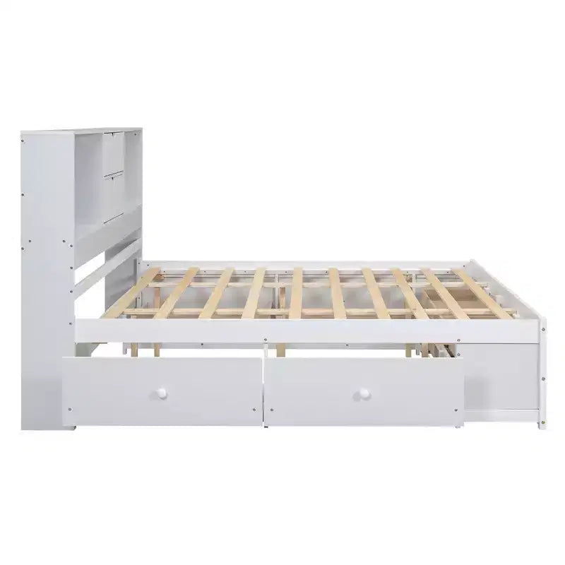 Letto a piattaforma grigio con testiera contenitore e 8 cassetti, King Size, 1 persona