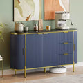 Sideboard Buffet Cabinet, 59in Modern Fluted Wood Console with 3 Drawers & Adjustable Shelf