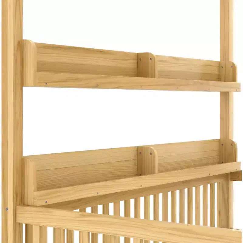 Letto a baldacchino con porta e mensole Light White / Naturale, Twin/Full, 1 bambino