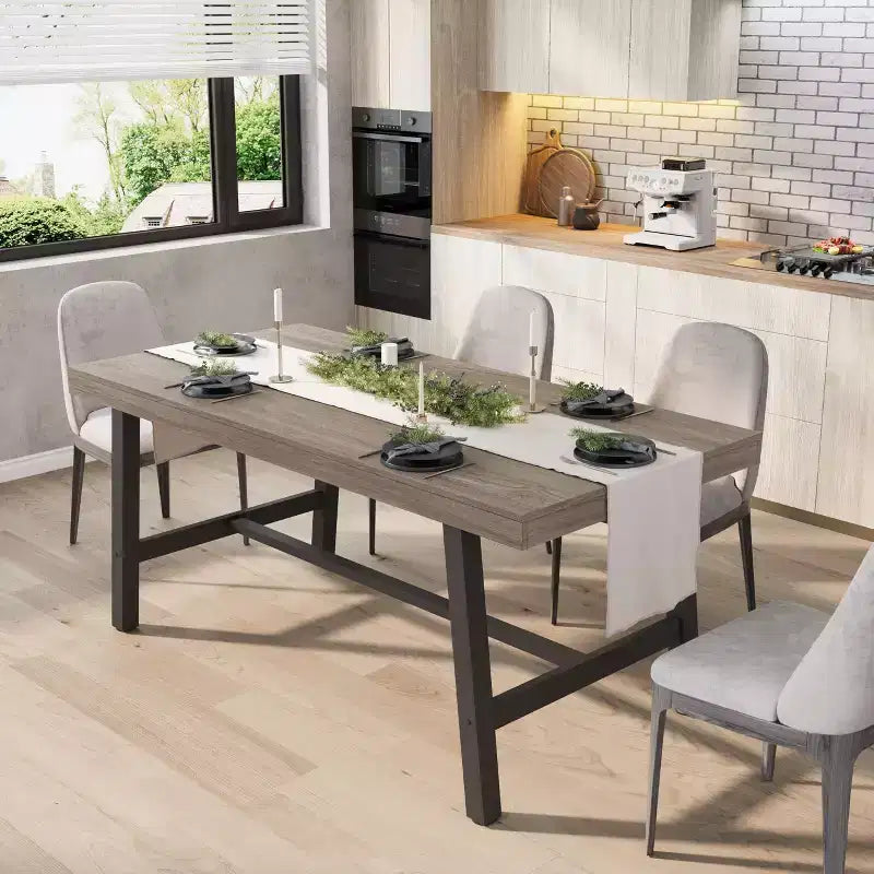 Tavolo da pranzo rettangolare Cuba Birch/Noce grigio/Legno di pero, 4-6 posti