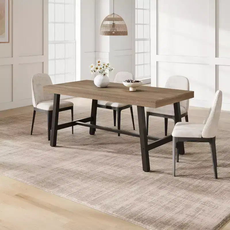 Tavolo da pranzo rettangolare Cuba Birch/Noce grigio/Legno di pero, 4-6 posti
