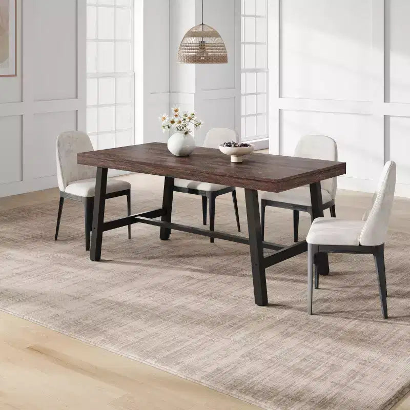 Tavolo da pranzo rettangolare Cuba Birch/Noce grigio/Legno di pero, 4-6 posti