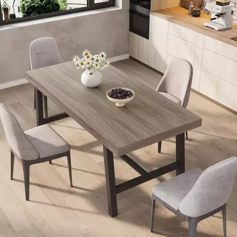 Tavolo da pranzo rettangolare Cuba Birch/Noce grigio/Legno di pero, 4-6 posti