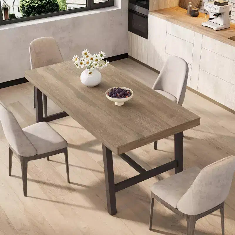 Tavolo da pranzo rettangolare Cuba Birch/Noce grigio/Legno di pero, 4-6 posti