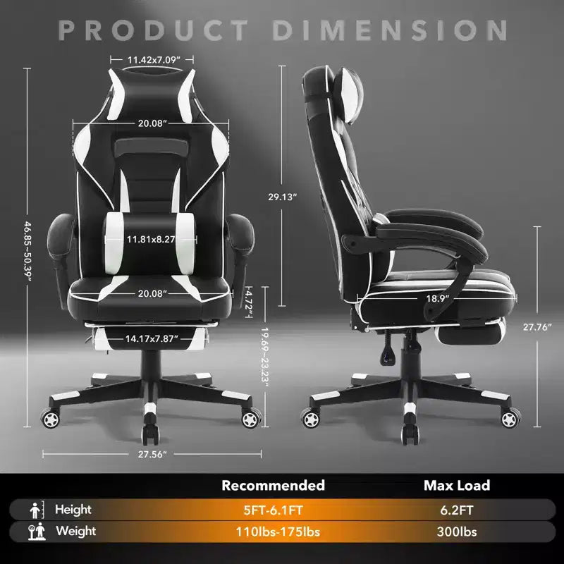 Sedia Gaming e Ufficio Nera / Rosa con Schienale Alto e Poggiapiedi – 1 Posto