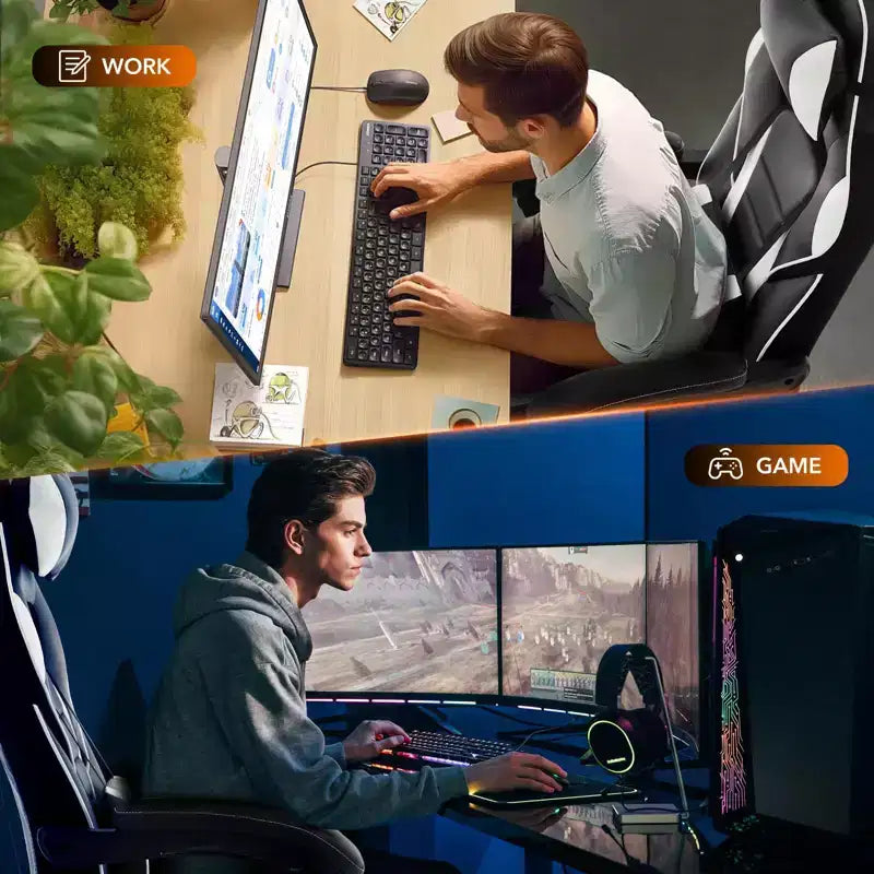 Sedia Gaming e Ufficio Nera / Rosa con Schienale Alto e Poggiapiedi – 1 Posto
