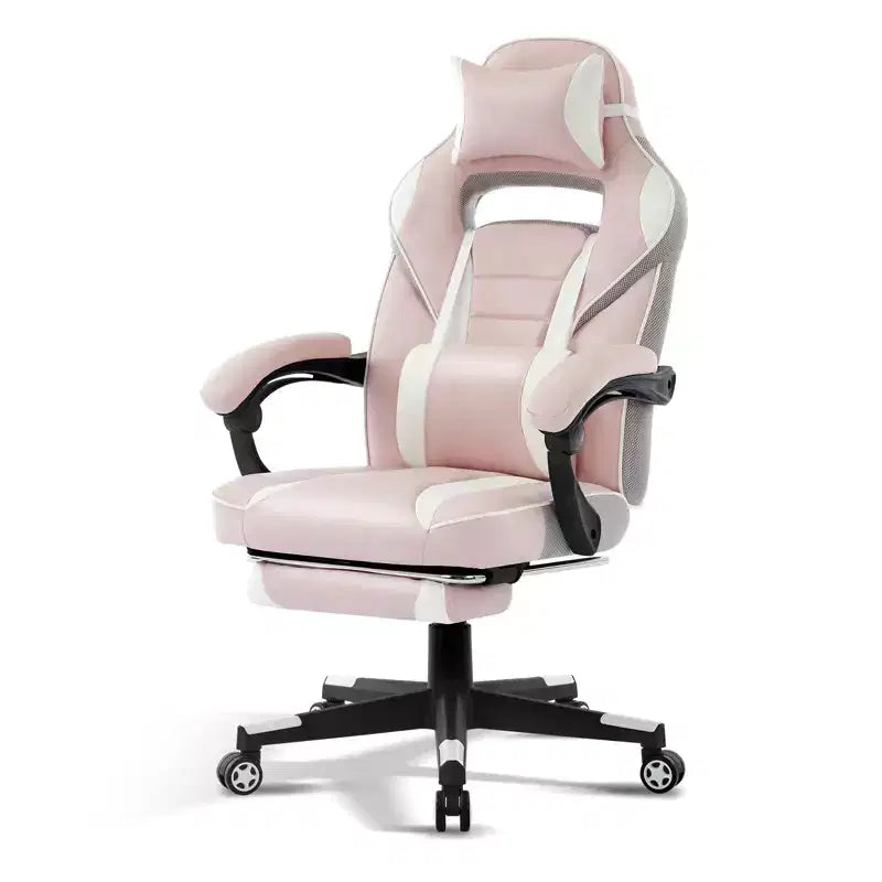 Sedia Gaming e Ufficio Nera / Rosa con Schienale Alto e Poggiapiedi – 1 Posto