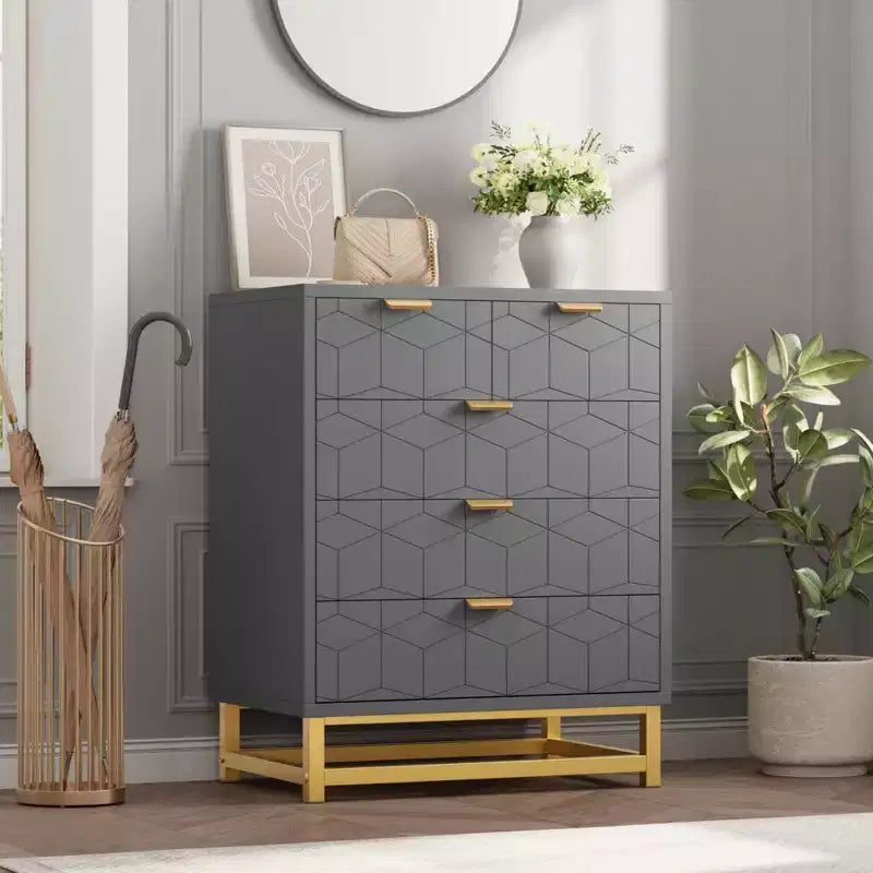Cassettiera a 5 cassetti con gambe in metallo – Nero / Grigio / Bianco, Uso per 1 persona