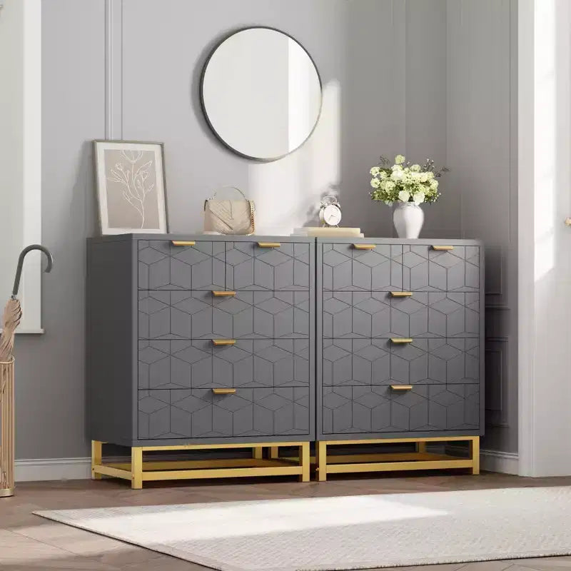 Cassettiera a 5 cassetti con gambe in metallo – Nero / Grigio / Bianco, Uso per 1 persona