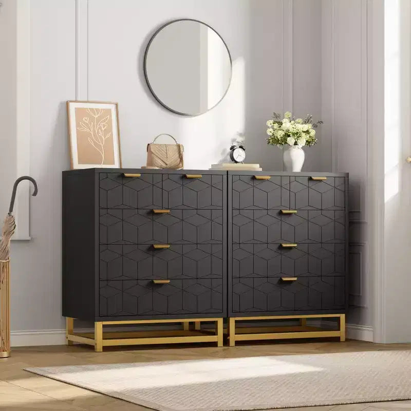 Cassettiera a 5 cassetti con gambe in metallo – Nero / Grigio / Bianco, Uso per 1 persona