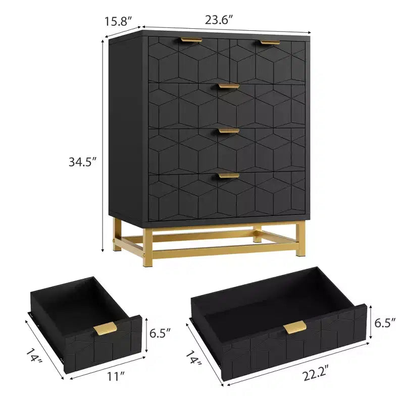 Cassettiera a 5 cassetti con gambe in metallo – Nero / Grigio / Bianco, Uso per 1 persona