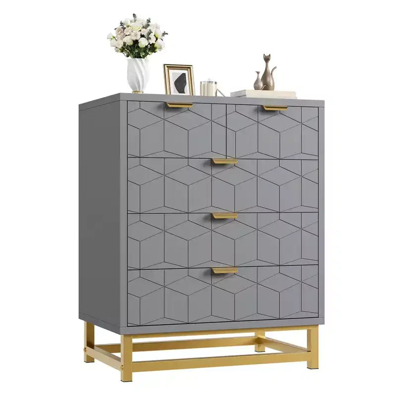 Cassettiera a 5 cassetti con gambe in metallo – Nero / Grigio / Bianco, Uso per 1 persona