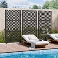 MAYEERTY Laurence Diamond Black Galvanized Steel Room Divider, 59x30x16, 5-Piece Double-Sided Privacy Screen