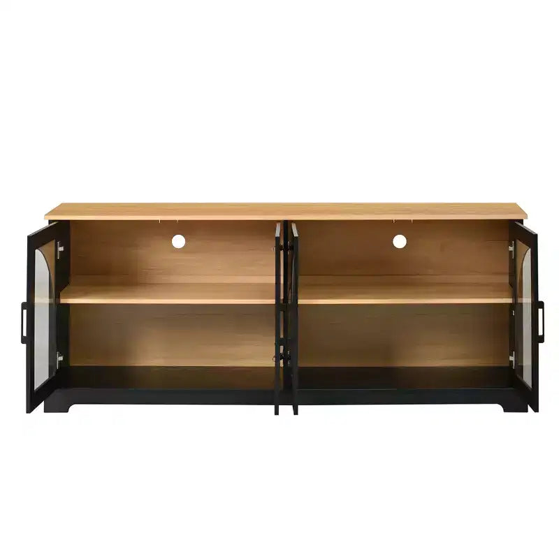 Mobile TV Nero/Blu/Noce | Ante in Vetro Semi-Curvo | Adatto per TV fino a 70"