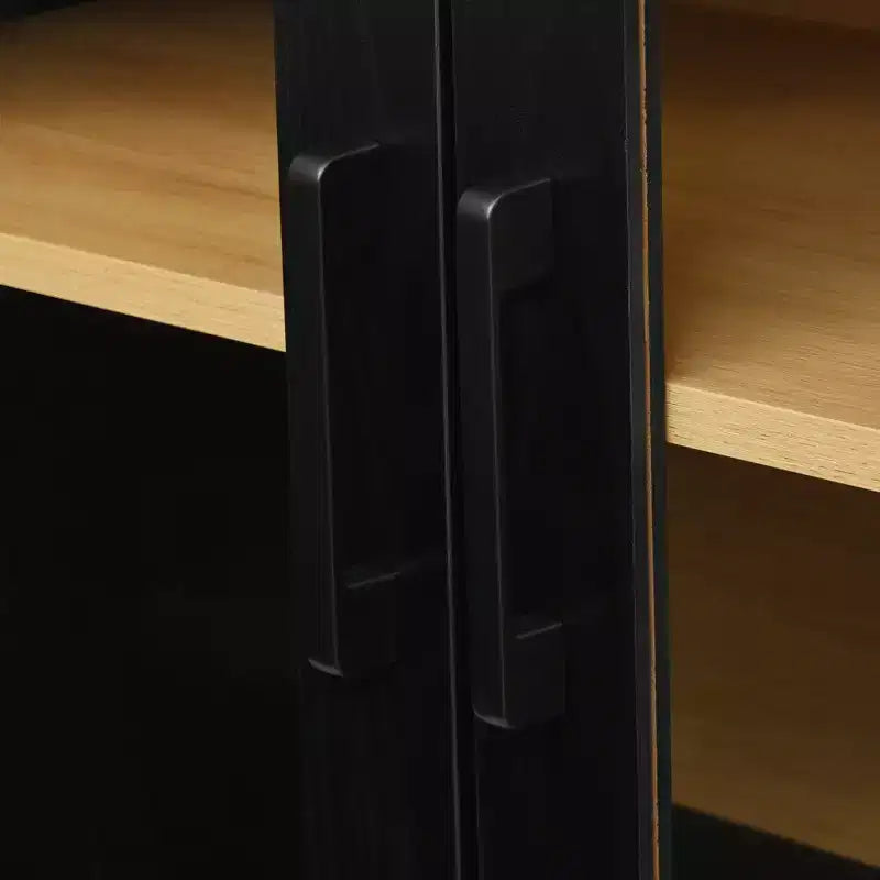 Mobile TV Nero/Blu/Noce | Ante in Vetro Semi-Curvo | Adatto per TV fino a 70"
