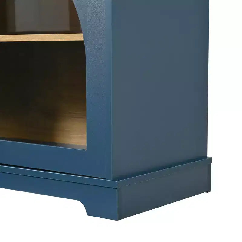 Mobile TV Nero/Blu/Noce | Ante in Vetro Semi-Curvo | Adatto per TV fino a 70"