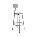 Hampden Furnishings 30" Felix Collection Steel Stool with Backrest Gray