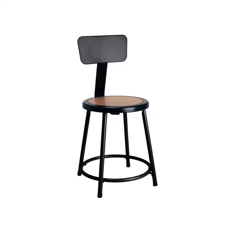 Hampden Furnishings 18" Felix Collection Steel Stool with Backrest Black