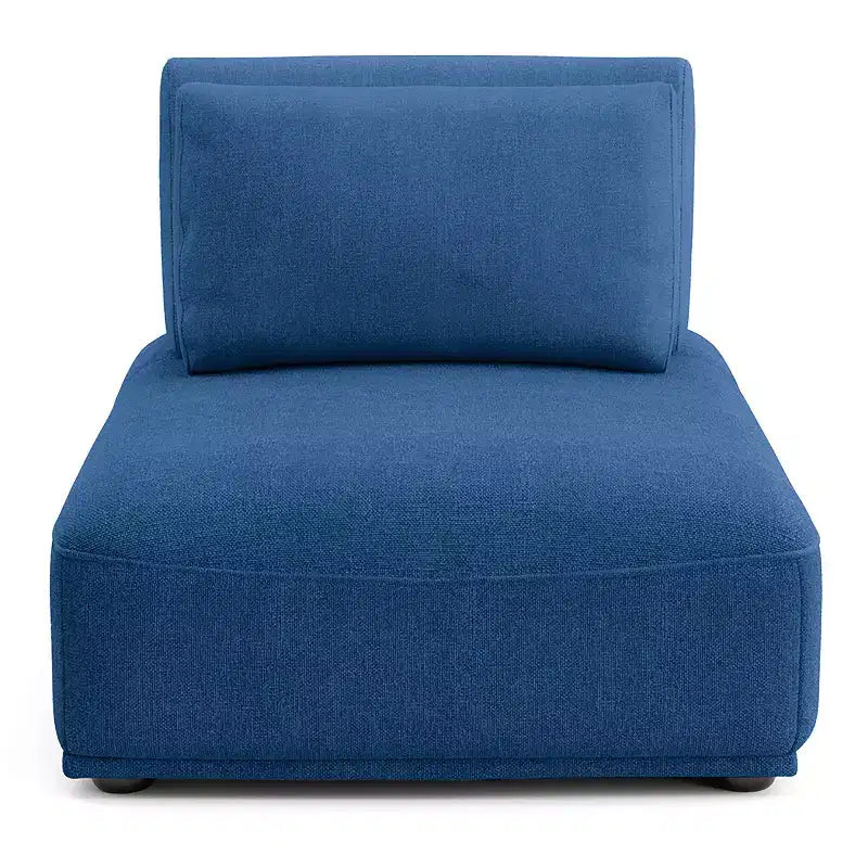 Poltrona Blu in ciniglia senza braccioli con schienale allungabile, 1 posto