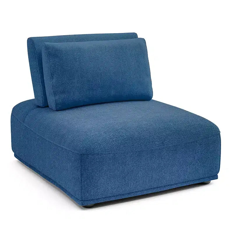 Poltrona Blu in ciniglia senza braccioli con schienale allungabile, 1 posto