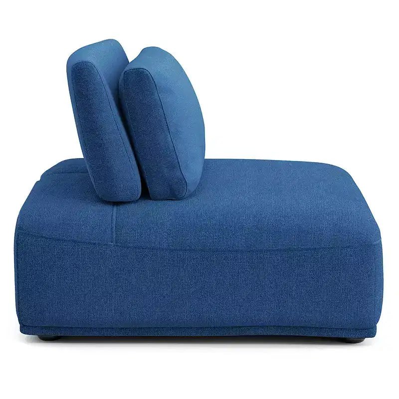 Poltrona Blu in ciniglia senza braccioli con schienale allungabile, 1 posto