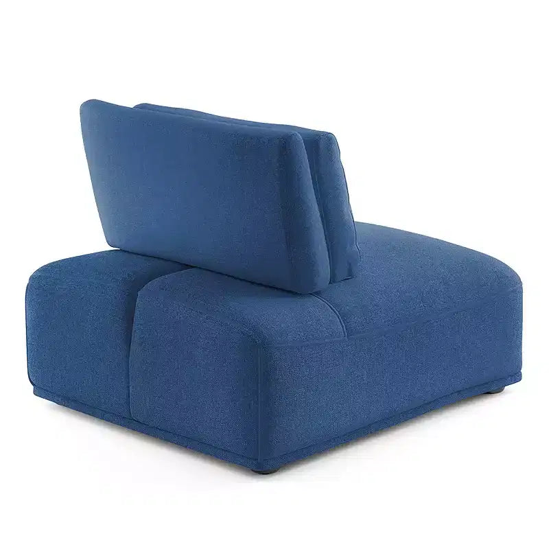 Poltrona Blu in ciniglia senza braccioli con schienale allungabile, 1 posto