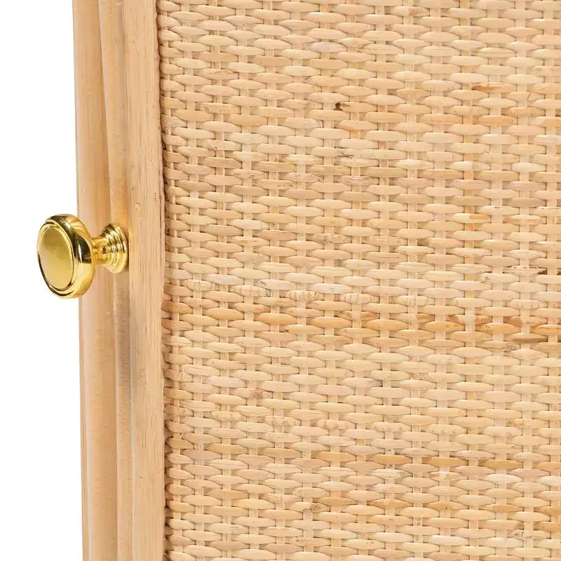 Comodino in Rattan Marrone Naturale, 1 Anta 2 Ripiani, 1 Persona
