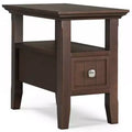 WyndenHall Normandy Narrow Side Table with Drawer Brunette Brown: Storage Shelf, Lacquered Pine Frame