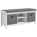 HOMCOM Shoe Bench with Cushion, Storage Bench for Entryway with Padded Seat, 2 Drawers and Adjustable Shelf for Hallway, Living Room, Bedroom, White
